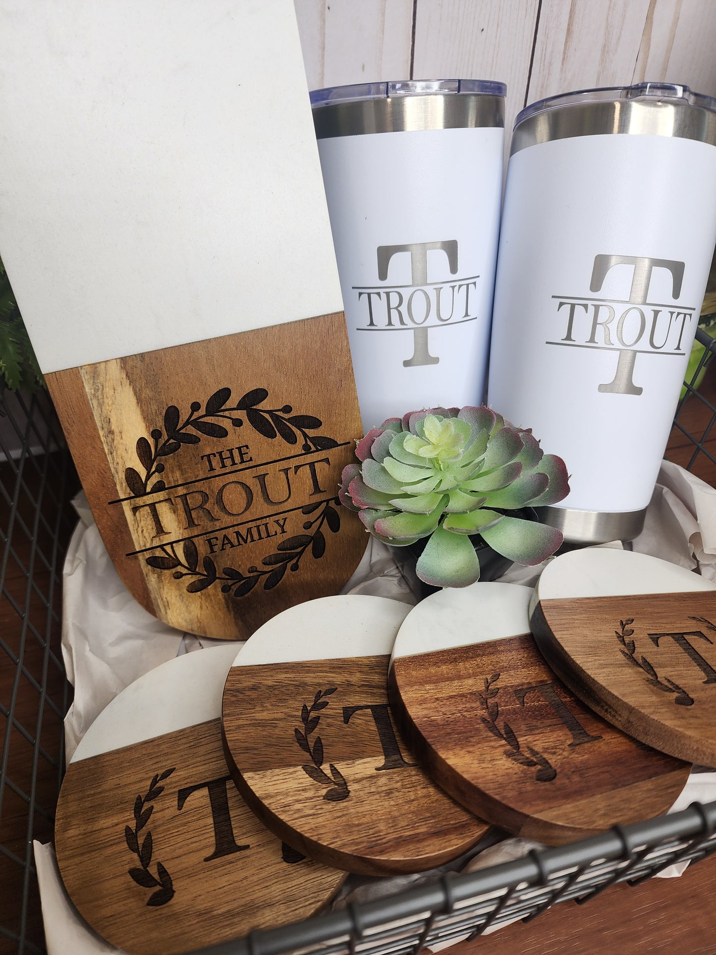 Custom Closing Gift Set- Acopa Marble and Acacia Wood Charcuterie Set