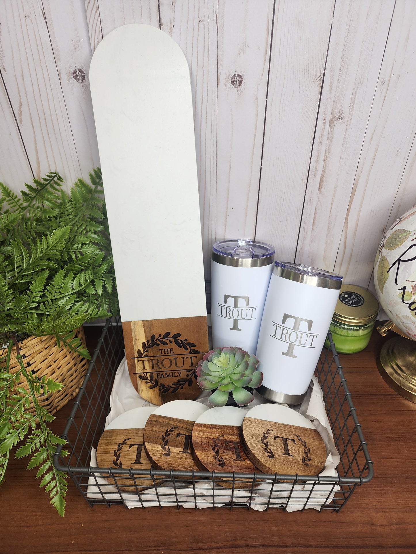 Custom Closing Gift Set- Acopa Marble and Acacia Wood Charcuterie Set