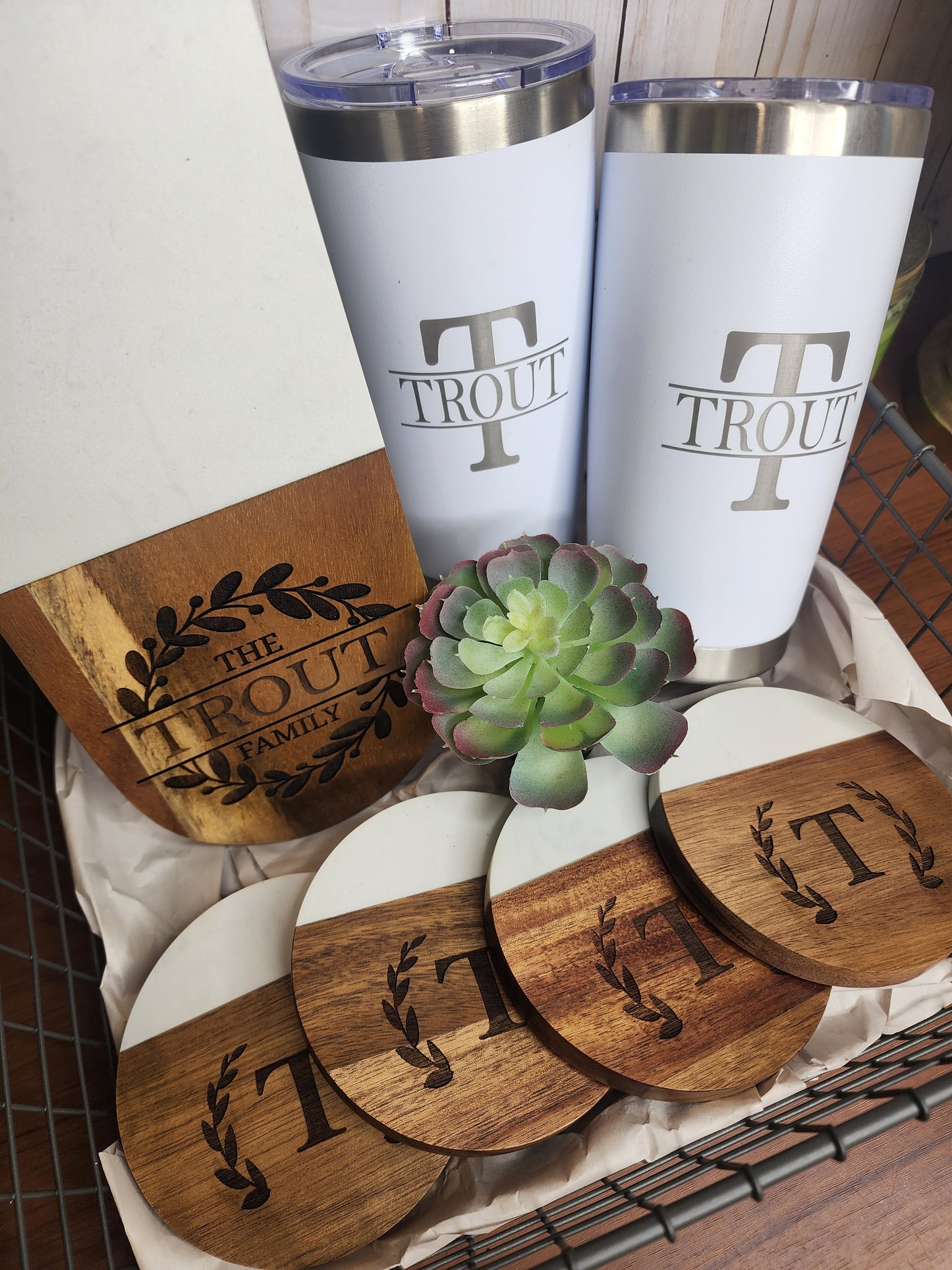Custom Closing Gift Set- Acopa Marble and Acacia Wood Charcuterie Set