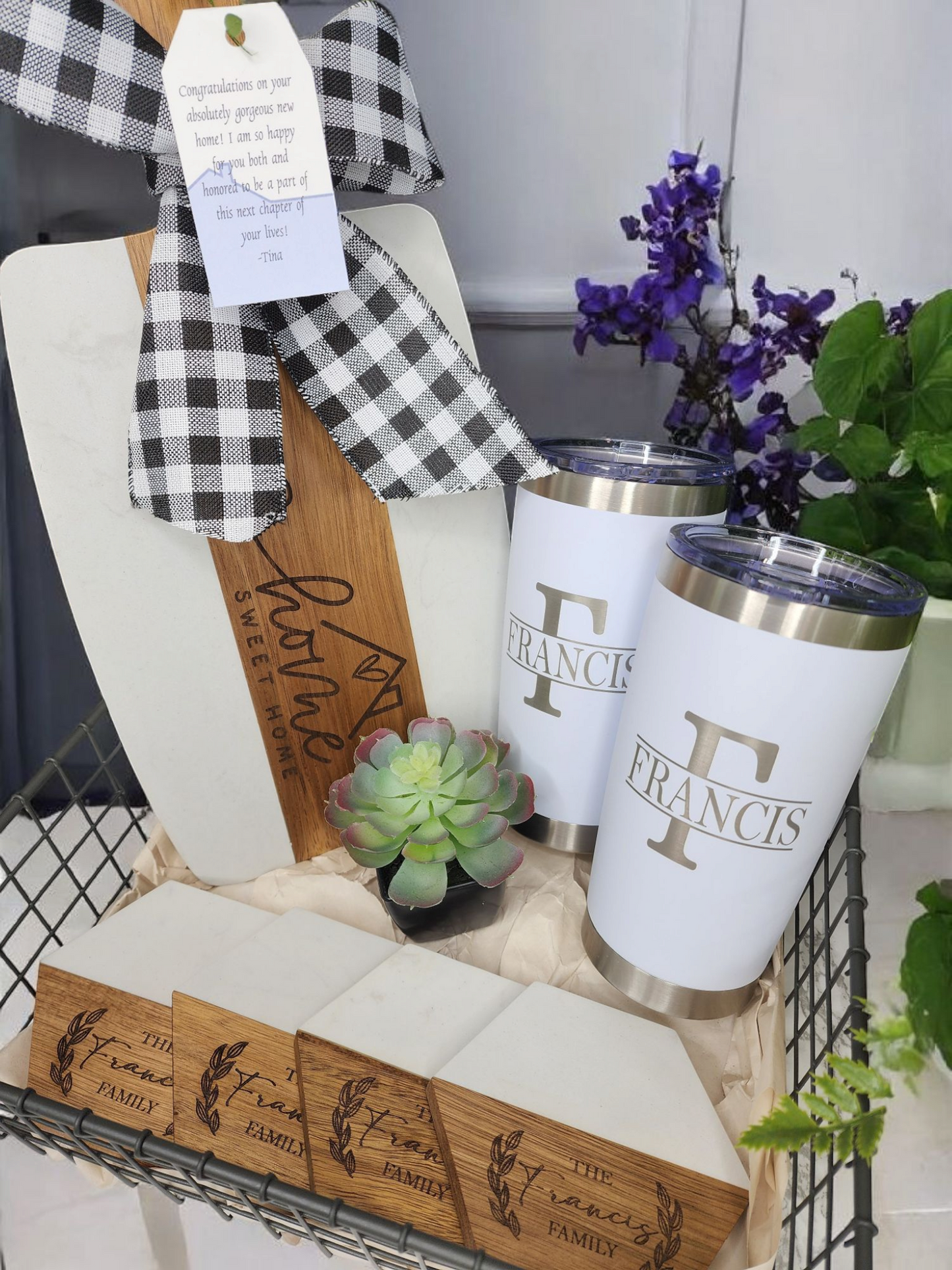 Custom Closing Gift Set- Acopa Marble and Acacia Wood