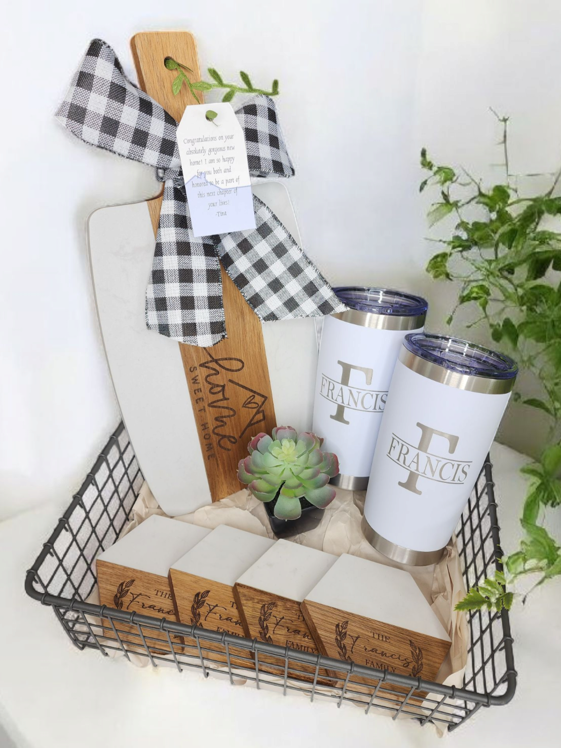 Custom Closing Gift Set- Acopa Marble and Acacia Wood