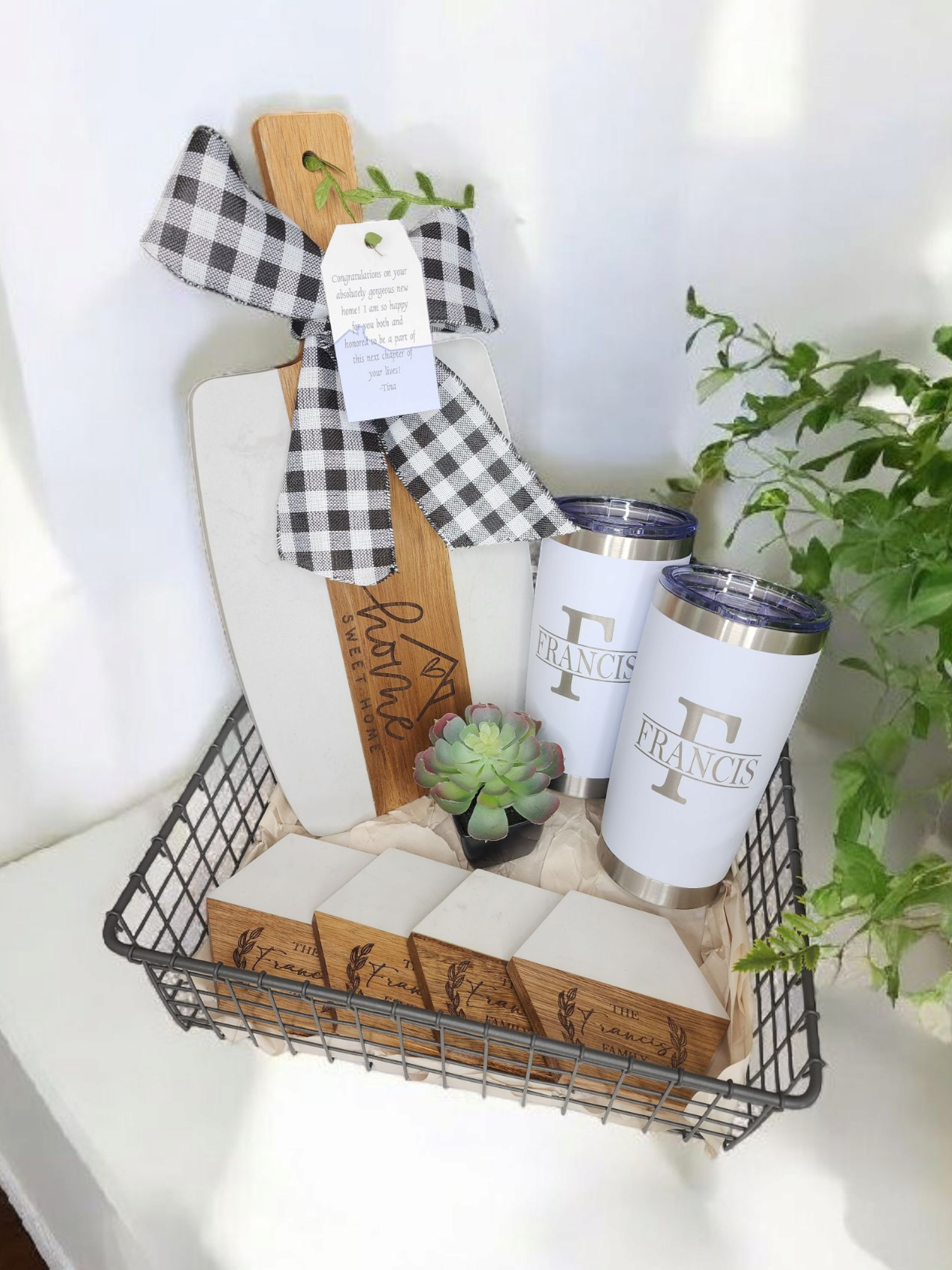 Custom Closing Gift Set- Acopa Marble and Acacia Wood