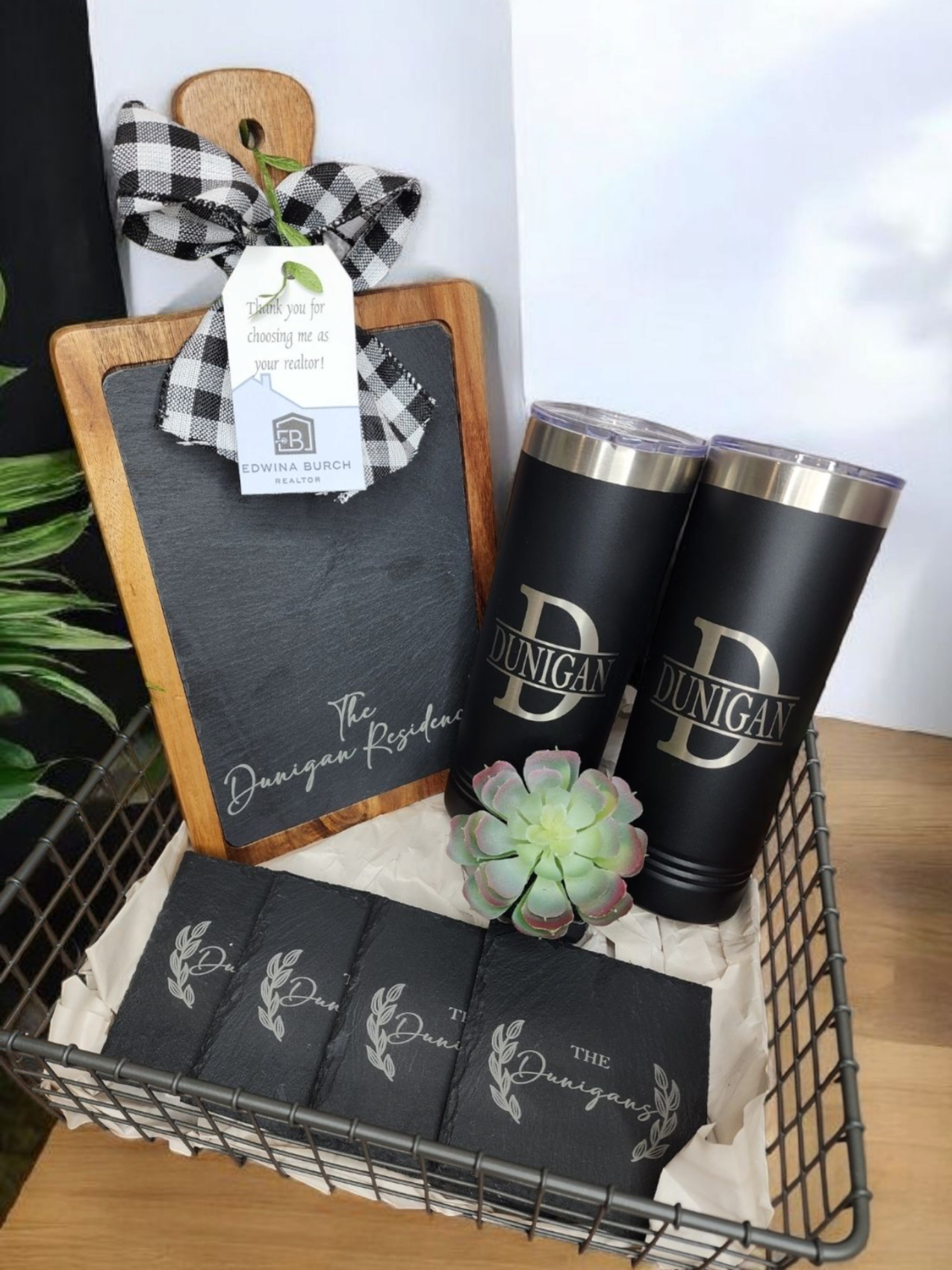 Custom Closing Gift Set- Acacia Wood & Slate